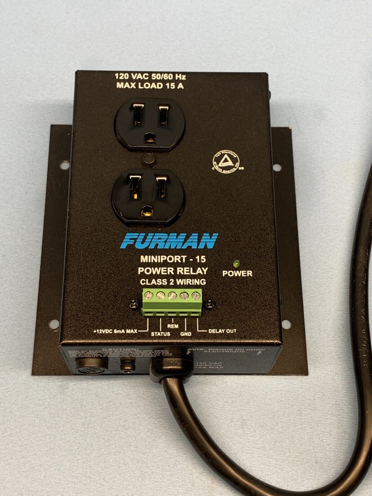 FURMAN MP-15 Power Relay Accessory, 15 Amp, Two Outlets  / 120VAC- 50/60HZ