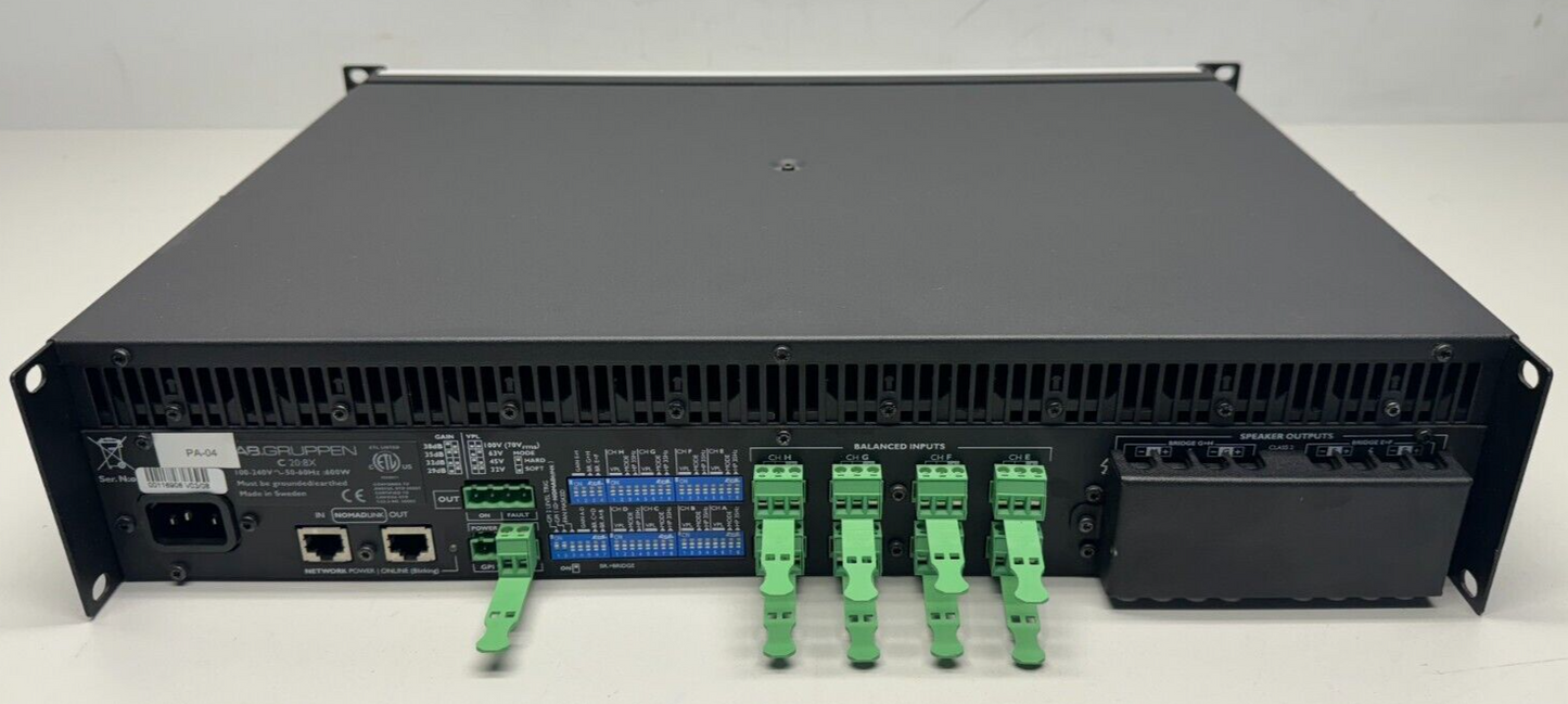 Lab Gruppen C series C 20:8X 2000W 8-Channel Amp w/NomadLink Network Monitoring