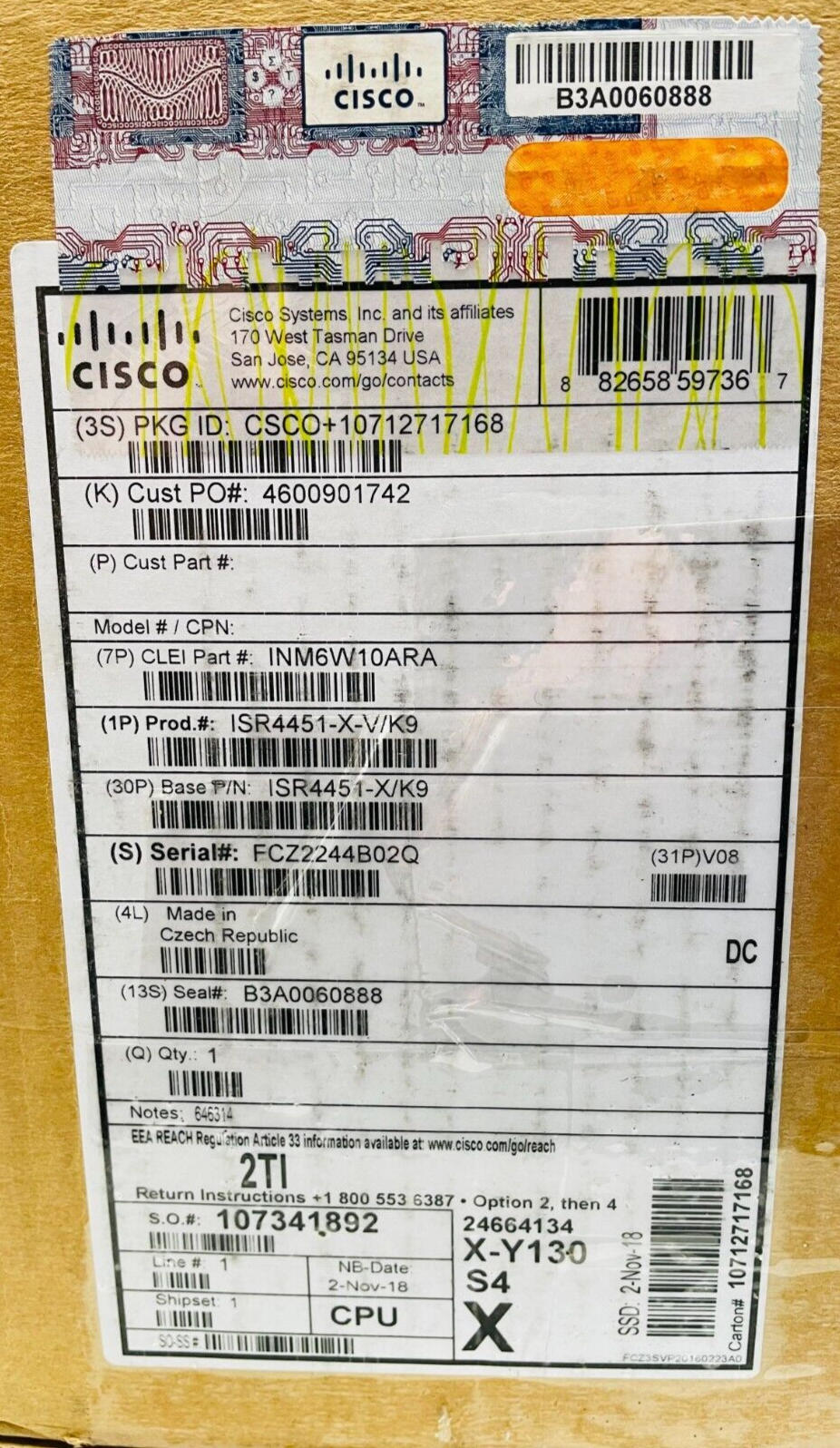 Cisco ISR4451-X-V/K9 Integrated Services Router with PVDM4-64