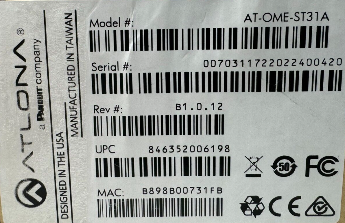 Atlona Technologies AT-OME-ST31A 3 Input Switcher / Transmitter USB-C HDMI