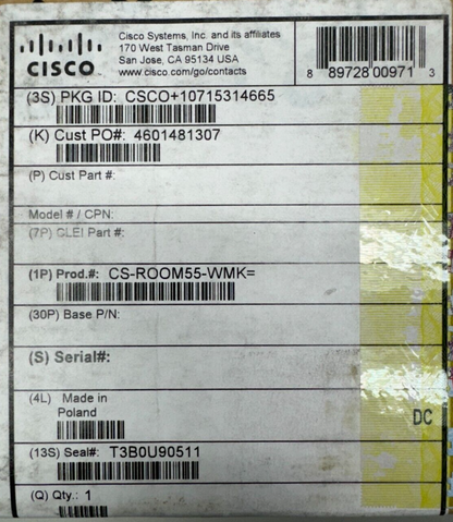 Cisco CS-ROOM55-WMK Webex Room 55 video conferencing mounting kit