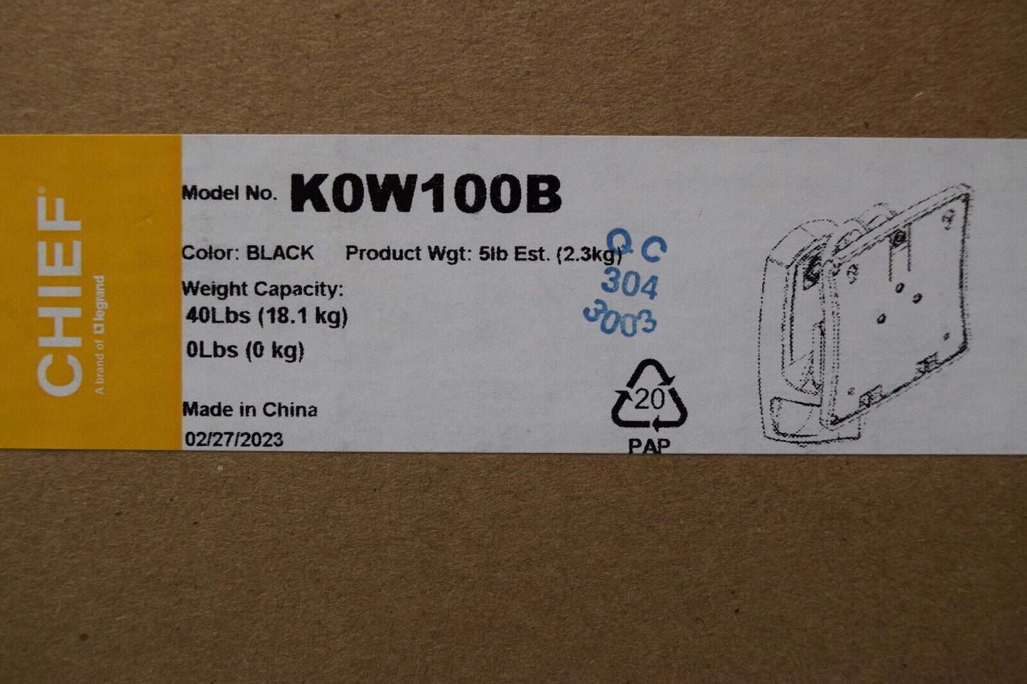 Chief K0W100B Computer display / Monitor Wall Mount