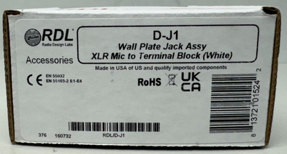 RDL D-J1 Wall Mount XLR Microphone Input Panel