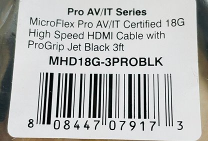 Comprehensive MHD18G-3PROBLK MicroFlex Pro AV/IT HDMI Cable Black 3ft LOT OF 12