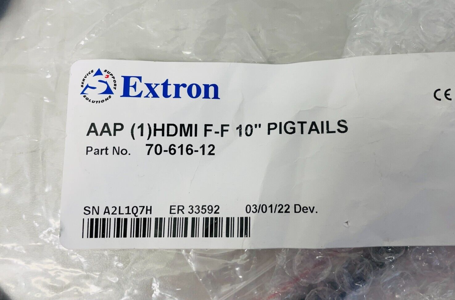 Extron 70-616-12 One HDMI Female to Female on 10