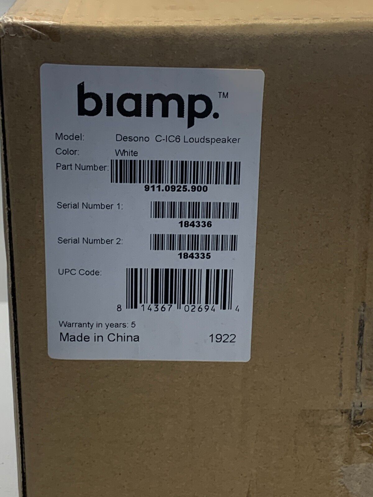 Biamp Desono C-IC6 2-Way 6.5" 60W Low-Profile Ceiling Speaker PAIR 911.0925.900