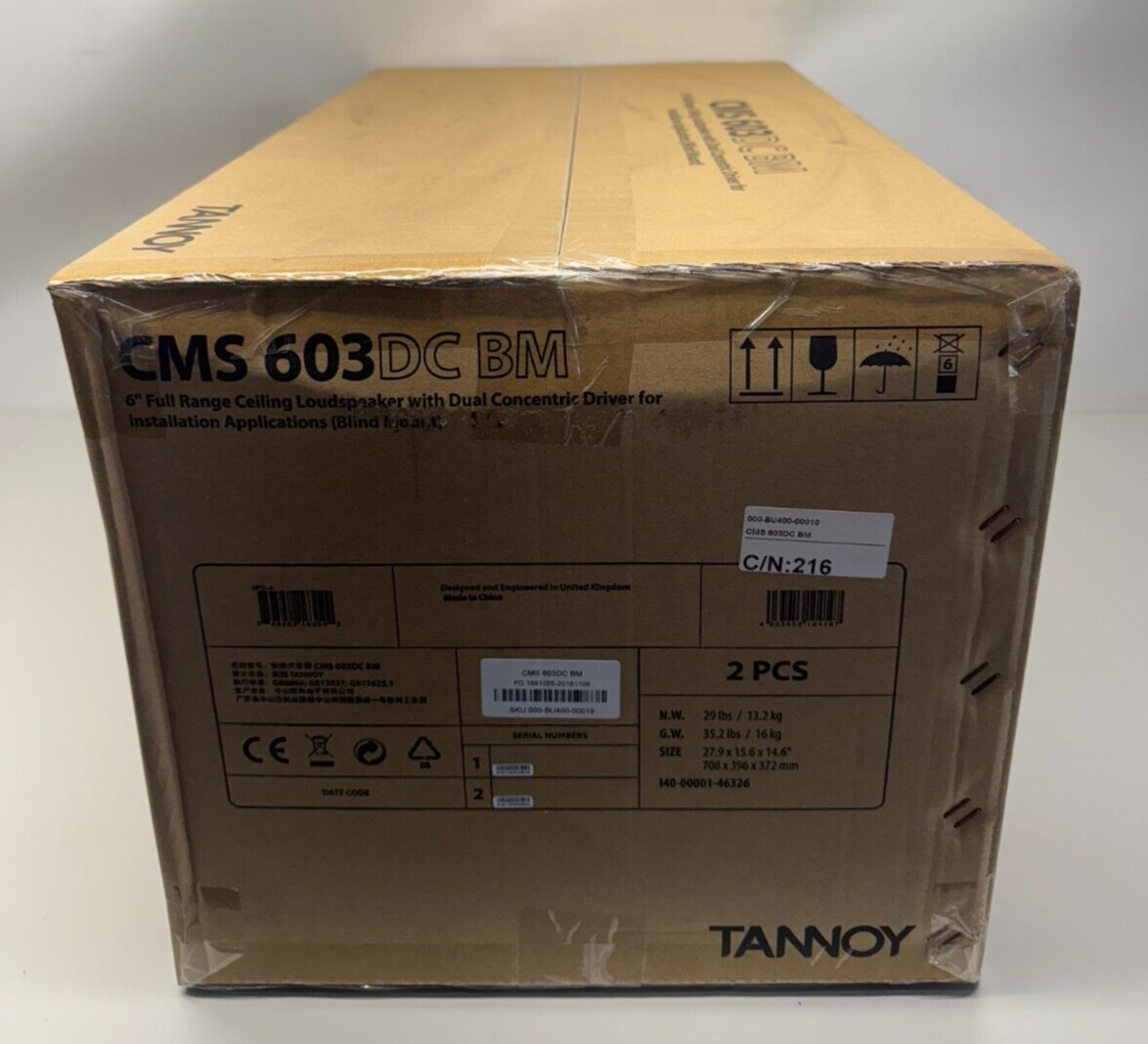 Tannoy CMS 603DC BM 6" Full-Range Ceiling Speaker w/ Dual-Concentric Driver PAIR