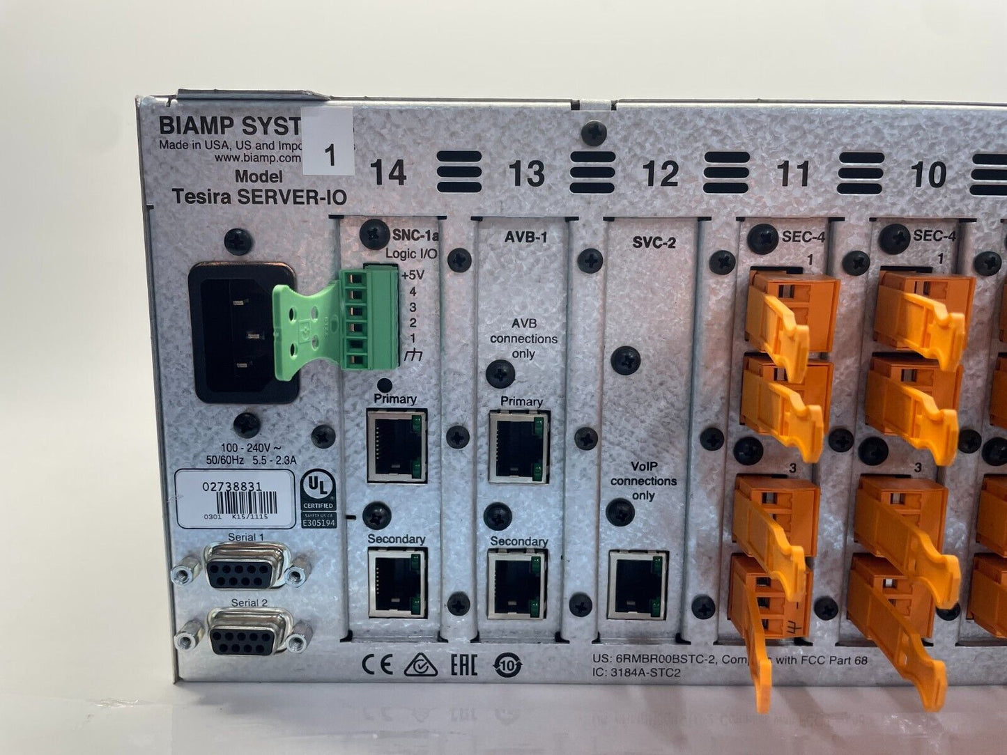 Biamp Systems Tesira SERVER-IO Digital Network Signal Processor DSP w/ 14 Cards