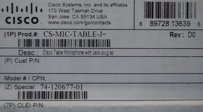 Cisco CS-MIC-TABLE-J Video Conference Table Microphone NEW SEALED