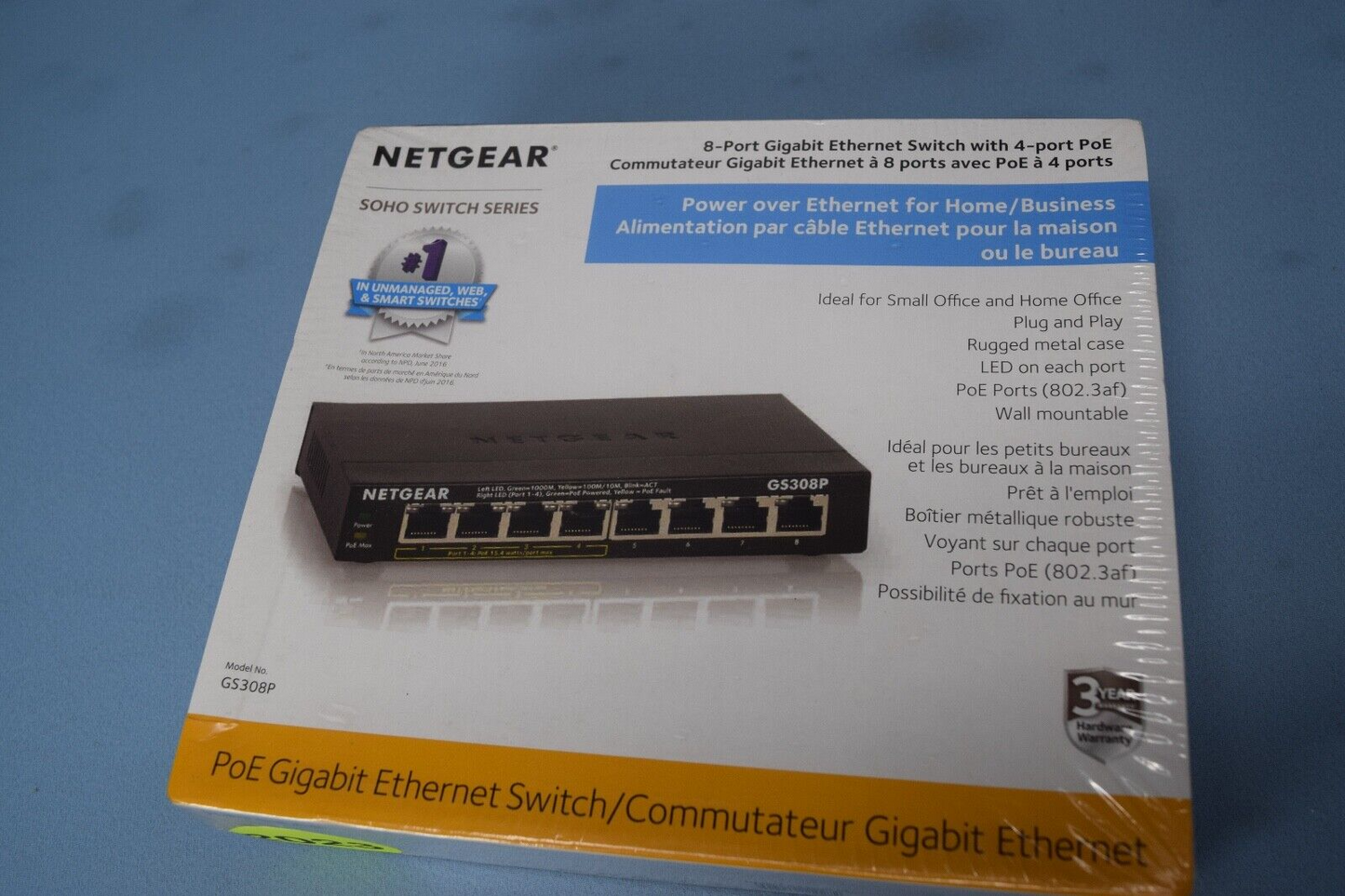 NETGEAR  8-Port Gigabit Ethernet Switch 4-Port POE  P/N GS308P-100NAS