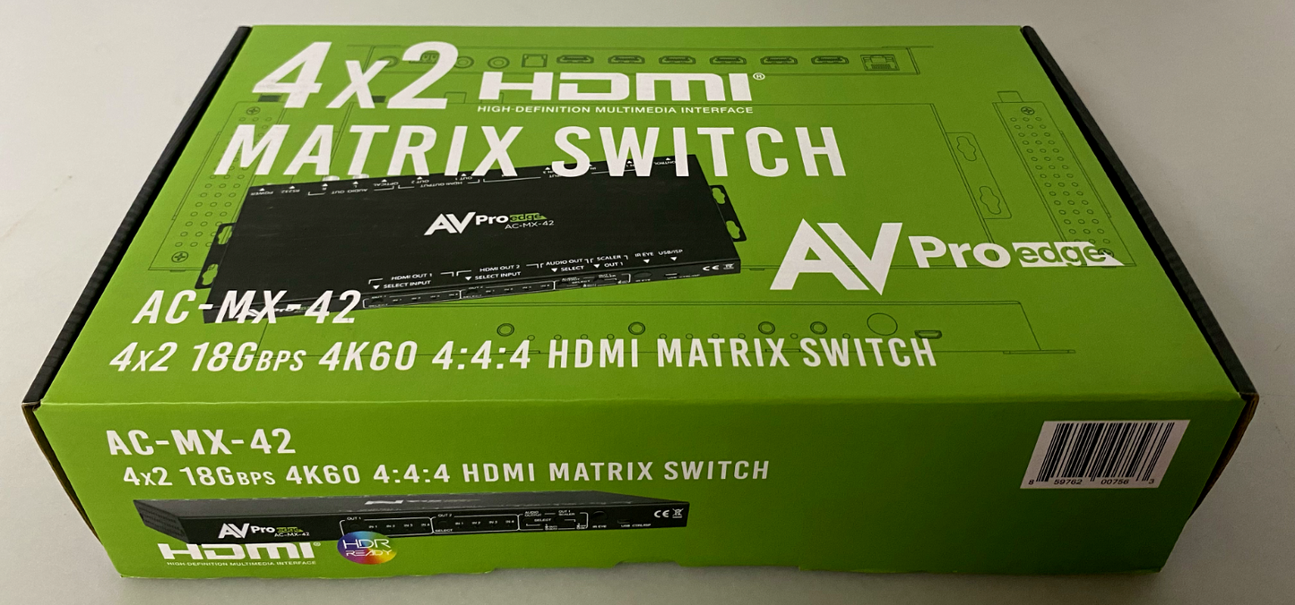 Av Pro Edge AC-MX-42 / 4x2 18GBPS 4K60 4:4:4 HDMI Matrix Switch