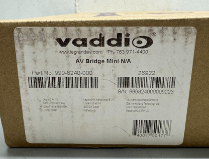 Vaddio 999-8240-000 AV Bridge Mini HD Audio/Video Encoder