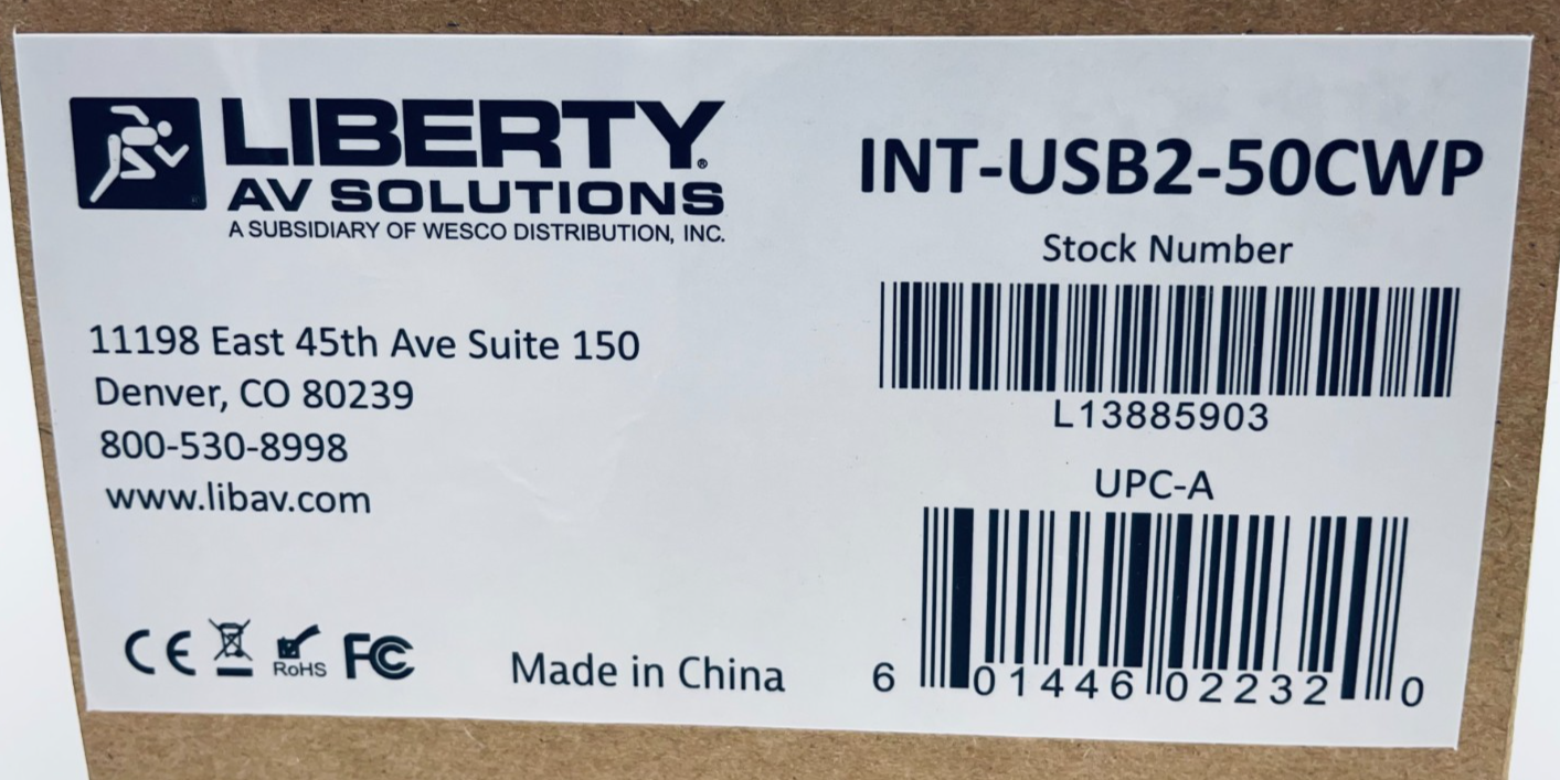 Liberty AV Intelix USB 2.0 High Speed Client Remote Extender INT-USB2-50CWP