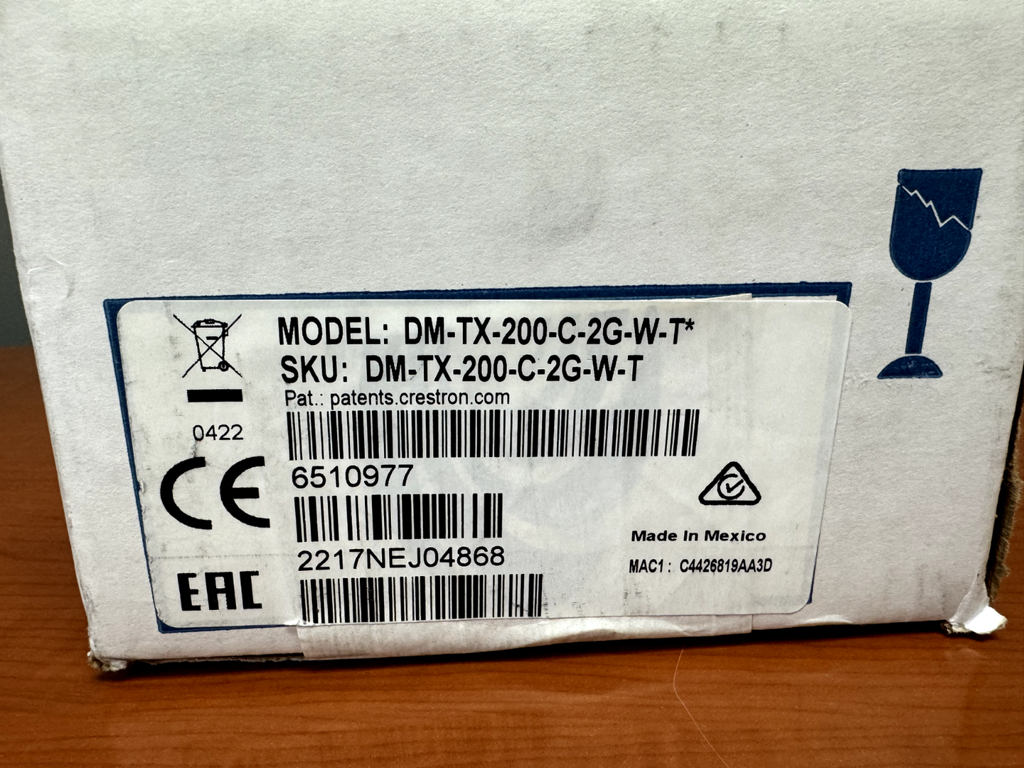 Crestron DM-TX-200-C-2G-W-T Wall Plate DigitalMedia 8G+ Transmitter 200 6510977