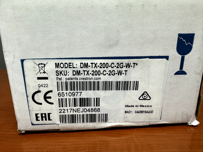 Crestron DM-TX-200-C-2G-W-T Wall Plate DigitalMedia 8G+ Transmitter 200 6510977