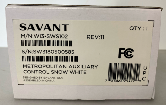 Savant WI3-SWS102  Metropolitan Auxiliary Control / Snow White (REV: 11)