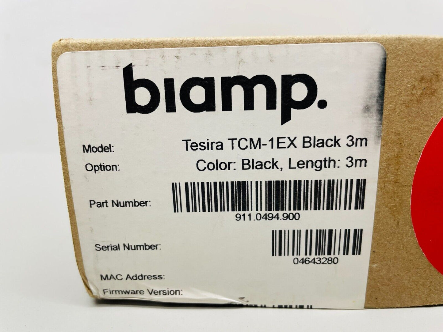 Biamp Tesira TCM-1EX 3m Beamtracking Ceiling Microphone, Black 911.0494.900