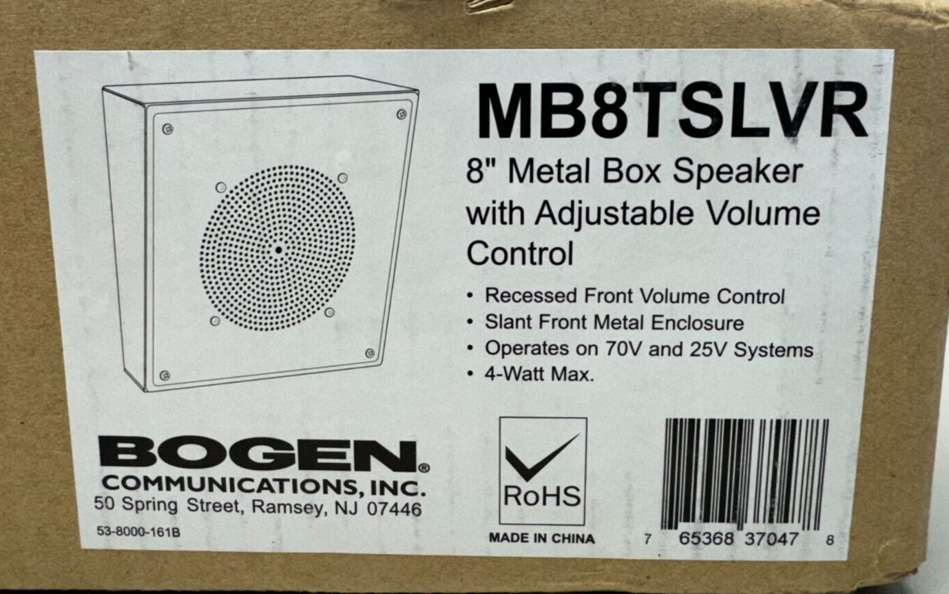 Bogen MB8TSLVR 8" Metal Angled Box Speaker with Recessed Volume Control