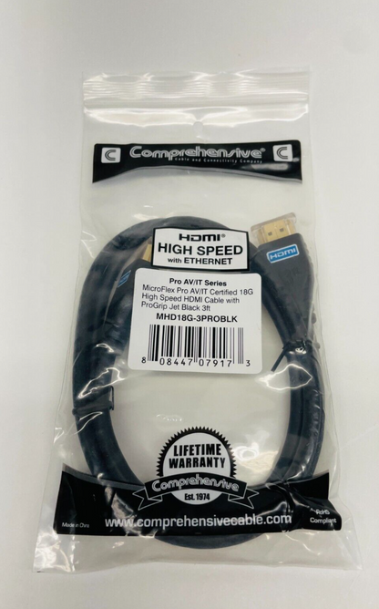 Comprehensive MHD18G-3PROBLK MicroFlex Pro AV/IT HDMI Cable Black 3ft LOT OF 12