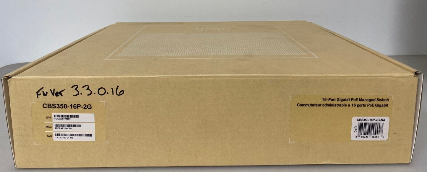 Cisco CBS350-16P-2G 16-Port PoE+ Managed Gigabit Switch