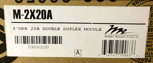 Middle Atlantic M-2X20A 8" MPR 20A Double Duplex ISO Module