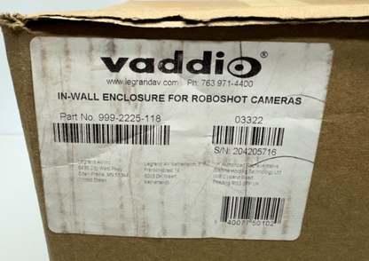 Vaddio 999-2225-118 In-Wall Enclosure For RoboSHOT PTZ Cameras