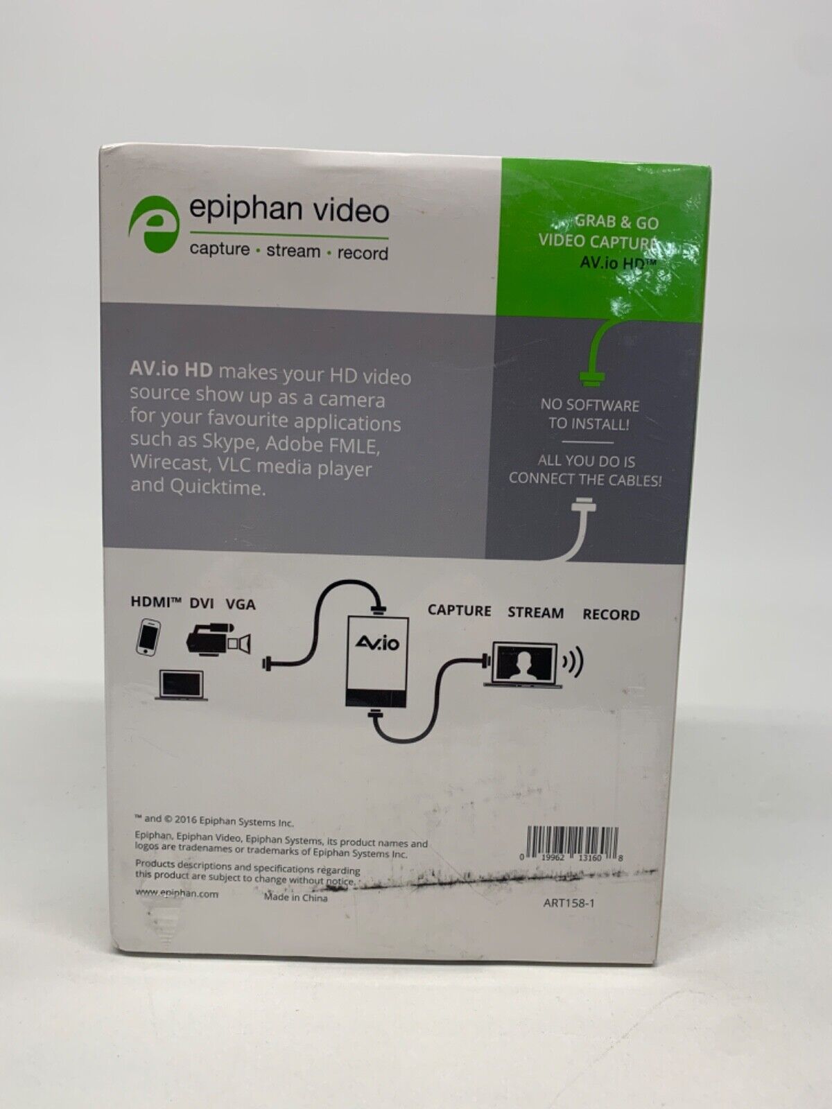 Epiphan AV.io HD (Gen 1) 1080p 60fps Grab & Go Video Capture Card