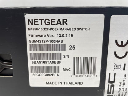 QSC/Netgear Q-SYS NS Series NS10-125+ High-Performance Network Switch