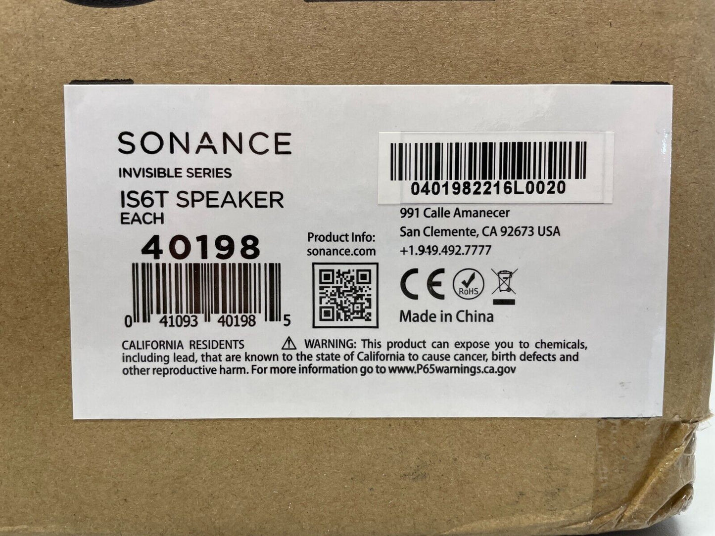 Sonance IS6T Speaker Invisible Series Commercial Speaker