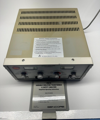 Sencore PR570 Variable Isolation Transformer & Safety Analyzer Powerite II