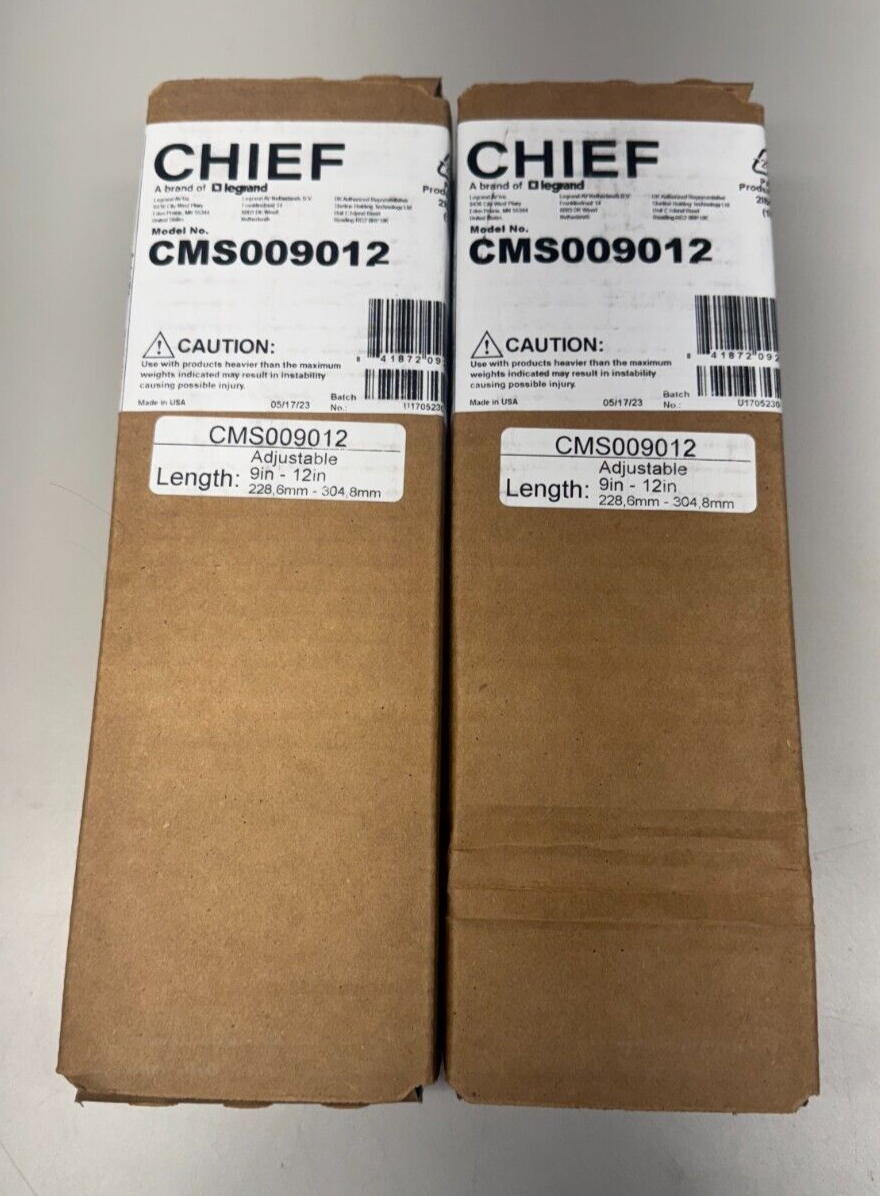 Chief CMS009012 9-12" Speed-Connect Adjustable Extension Column Black (LOT OF 2)