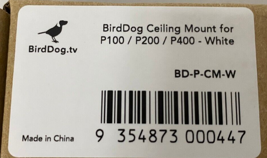 BirdDog Ceiling Mount for P100, P120, P200 & P400 PTZ  (White)