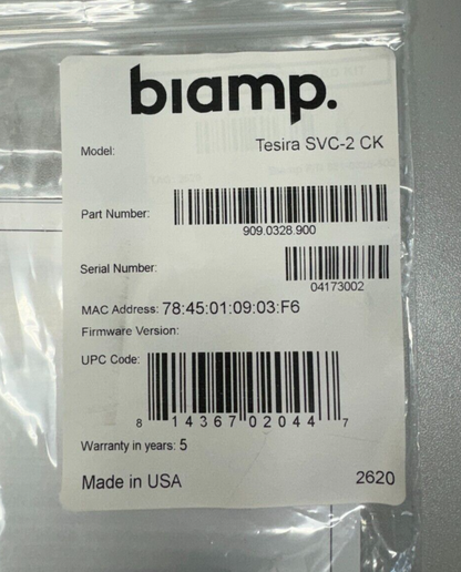 Biamp Tesira SVC-2 CK (Card Kit) 2-line Modular VOIP Interface Card 909.0328.900