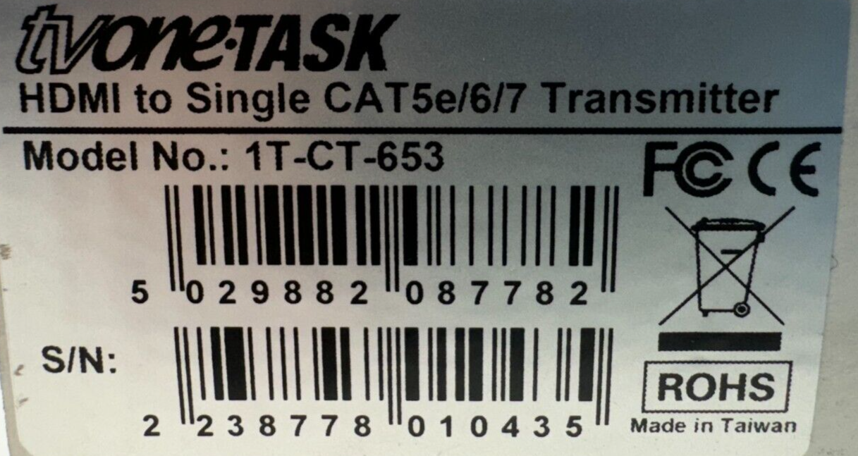 TVOne-Task 1T-CT-653 HDMI to Single CAT5e/6/7 Transmitter