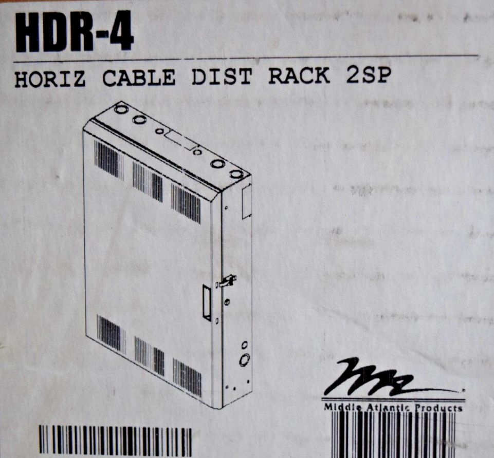 Middle Atlantic HDR-4 Horizontal Cable Distribution Rack 24W X 36H X 7 ...