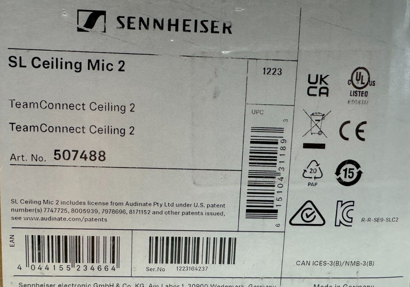 Sennheiser SL Ceiling Mic 2 TeamConnect Microphone Array