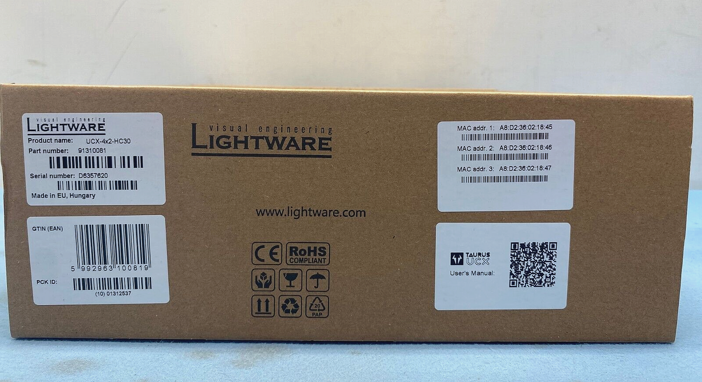 Lightware Visual Engineering UCX-4x2-HC30D Matrix Switcher - USB-C & D ...