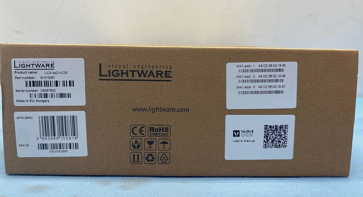 Lightware Visual Engineering UCX-4x2-HC30D Matrix Switcher - USB-C & Dante Audio