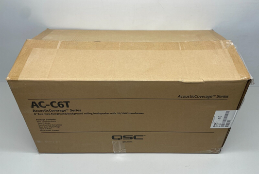 QSC AC-C6T AcousticCoverage Series 6" 2-Way 30W Ceiling Loudspeaker, White, 1 CT