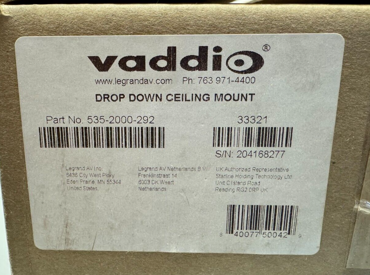 Vaddio 535-2000-292 Drop Down Ceiling Mount for Large PTZ Cameras - Short