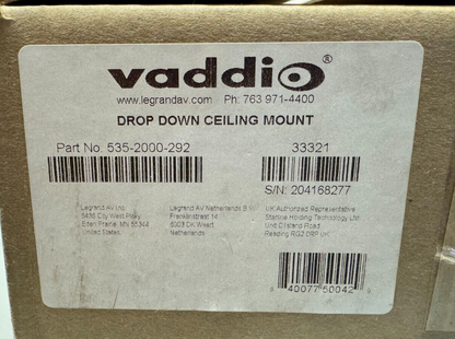 Vaddio 535-2000-292 Drop Down Ceiling Mount for Large PTZ Cameras - Short