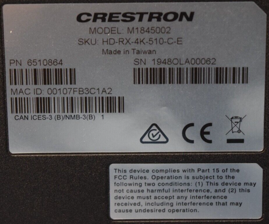 Crestron HD-RX-4K-510-C-E  4K Multiformat Switch & Receiver