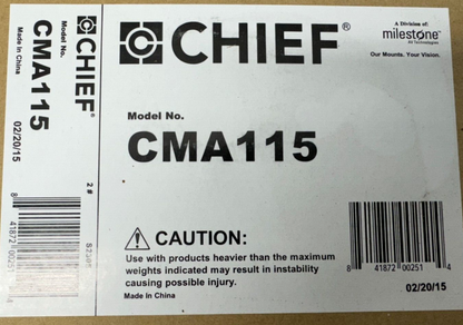 Chief CMA115 6x6" Ceiling Plate with 1.5" NPT Opening (Black) LOT OF 6