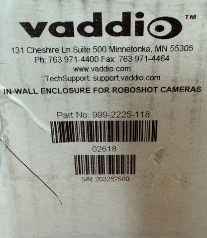 Vaddio 999-2225-118 In-Wall Enclosure For RoboSHOT PTZ Cameras