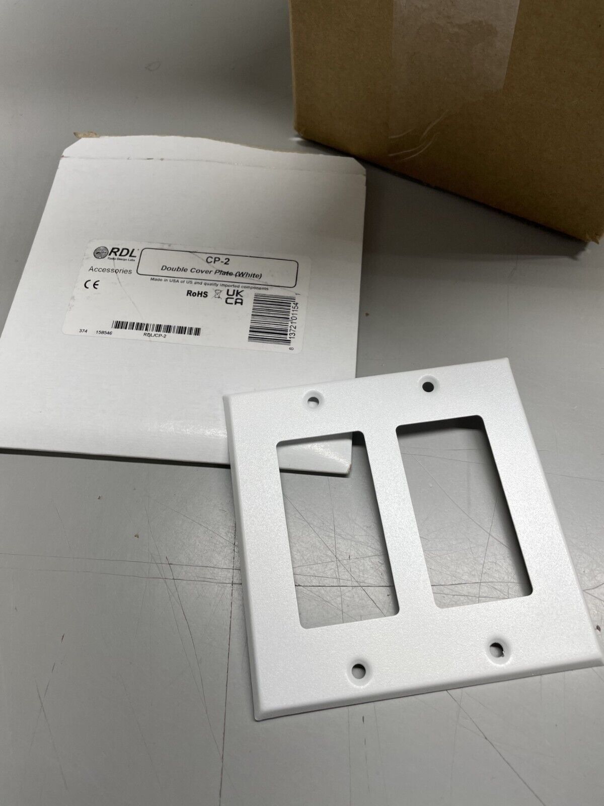 RDL CP-2 White Double Cover Plate - Steel Powder Coated Finish - LOT of 23 Units