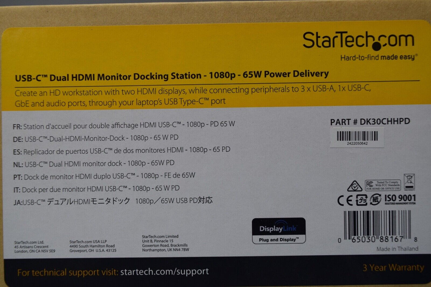 StarTech.com DK30CHHPD USB-C Dual 1080p HDMI Monitor Docking Station 65W