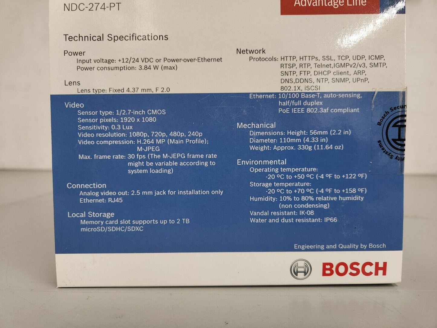 Bosch NDC-274-PT Mini IP Dome Camera 200 Series HD  IP66 Rated NEW