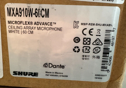 Shure MXA910W-60CM Microflex Advance Ceiling Array Microphone White 60 cm