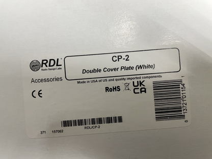 RDL CP-2 White Double Cover Plate - Steel Powder Coated Finish - LOT of 23 Units