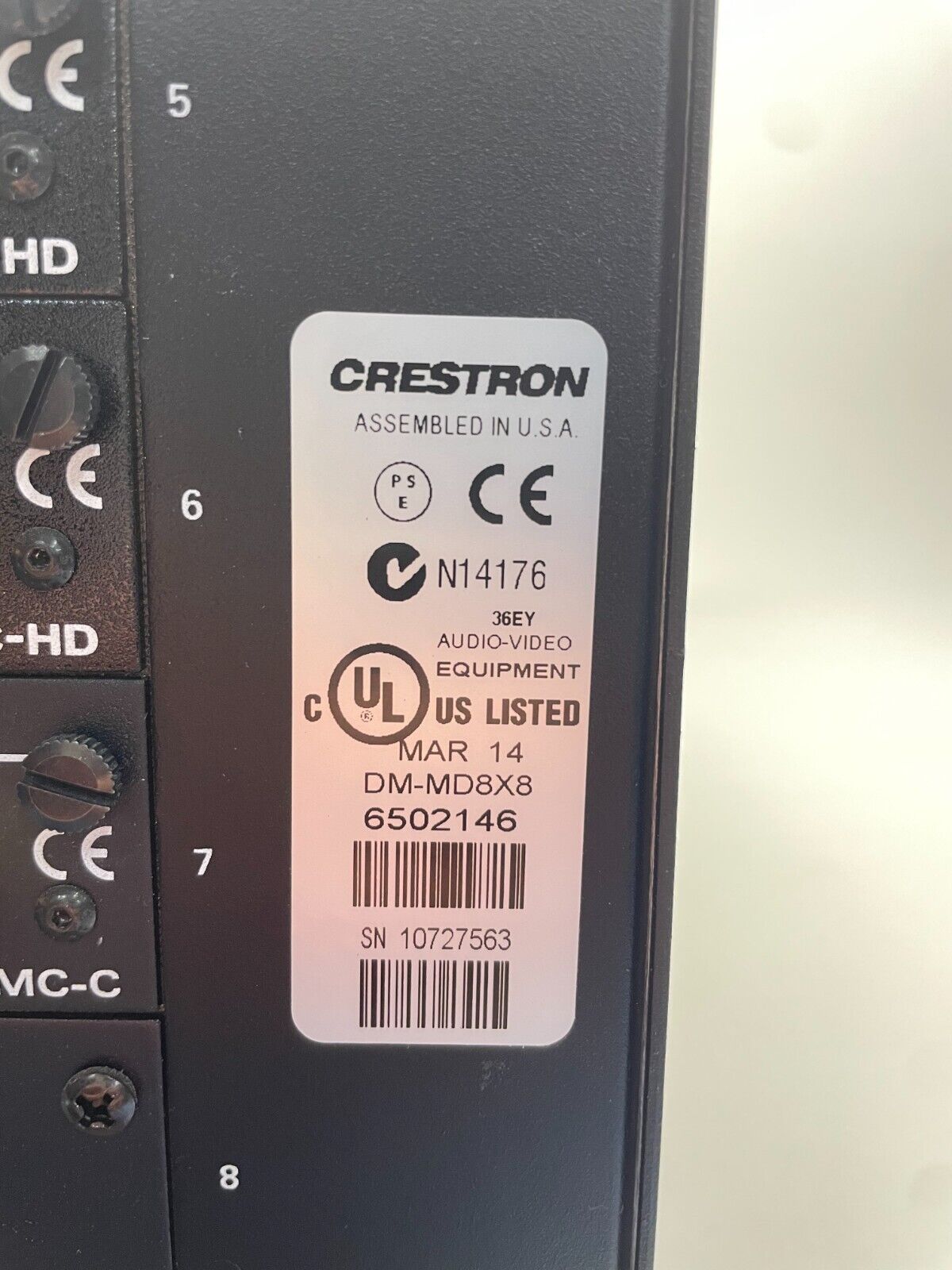 Crestron DM-MD8X8 - 8x8 DigitalMedia Switcher with Pictured Cards